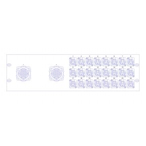LK 37 Rackpanel 3U  - 2x LK37 Female, 24x XLR Female panel - 1m Fanout XLR Male