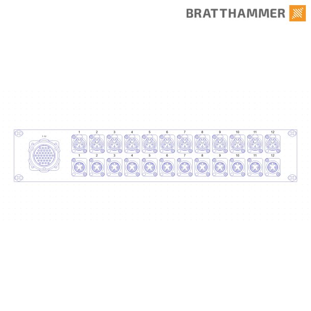 LK Patch - LK37 Male til 12x XLR3 Male + XLR3 Female