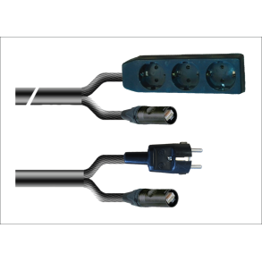 Hybrid Schuko/Schuko 3-way + Ethercon cat6
