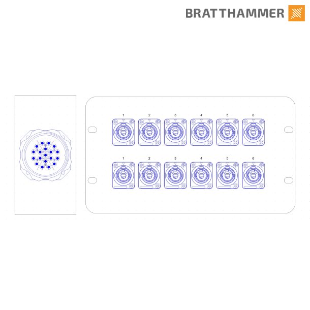 Socapex Stageboks - 12x powercon (6 kurser)