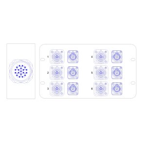 Socapex Stageboks - 6x powercon, 6x true1