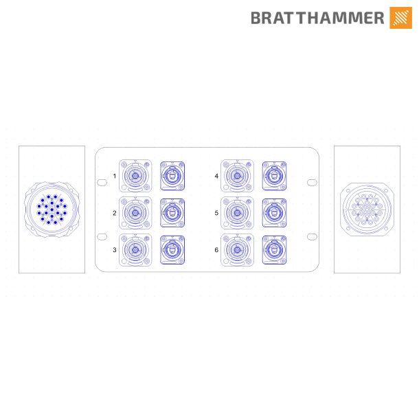 Socapex Stageboks - 6x powercon, 6x true1 + soca link