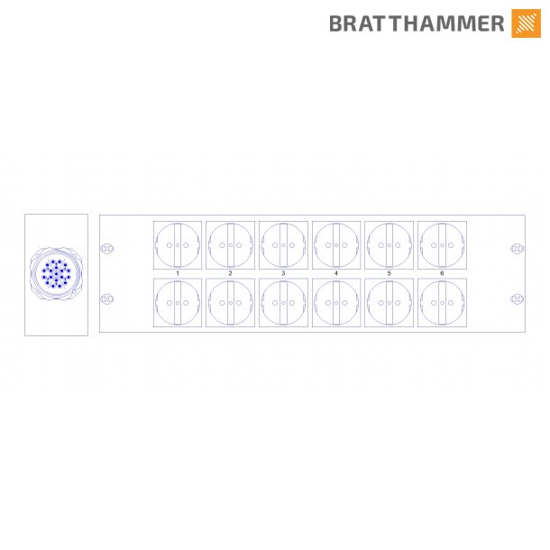 Socapex stageboks 19" - 6x Dobbel schuko