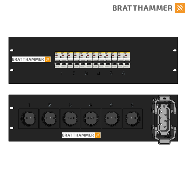 PDU 6-kurser. Omkoblingsbar 230/400V