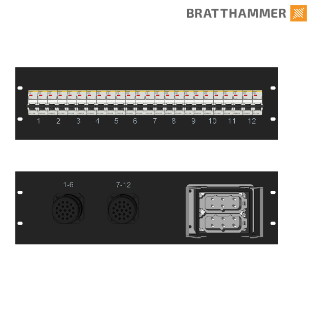 PDU 12-kurser. Omkoblingsbar 230/400V