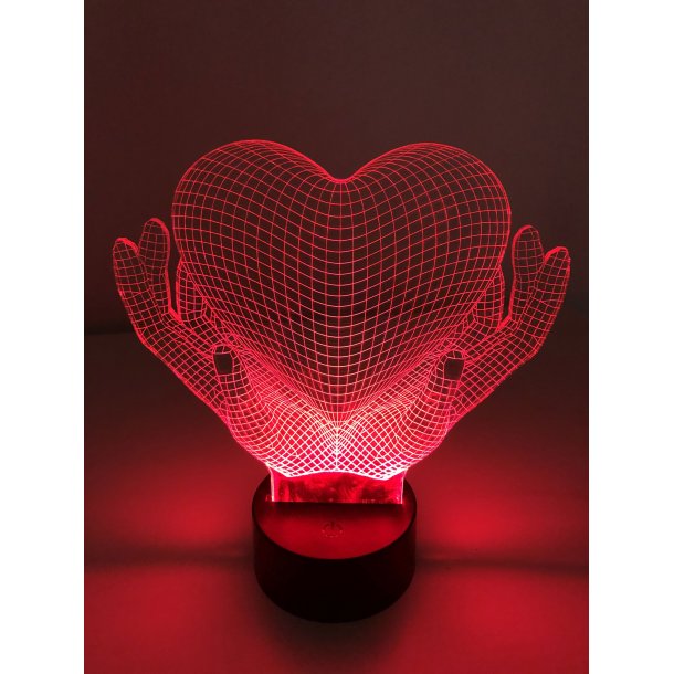3D Lampe - Hender med hjerte  