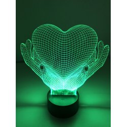 3D Lampe - Hender med hjerte