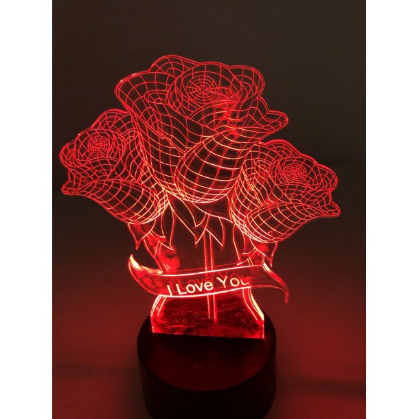 3D Lampe - Roser med redigerbar tekst